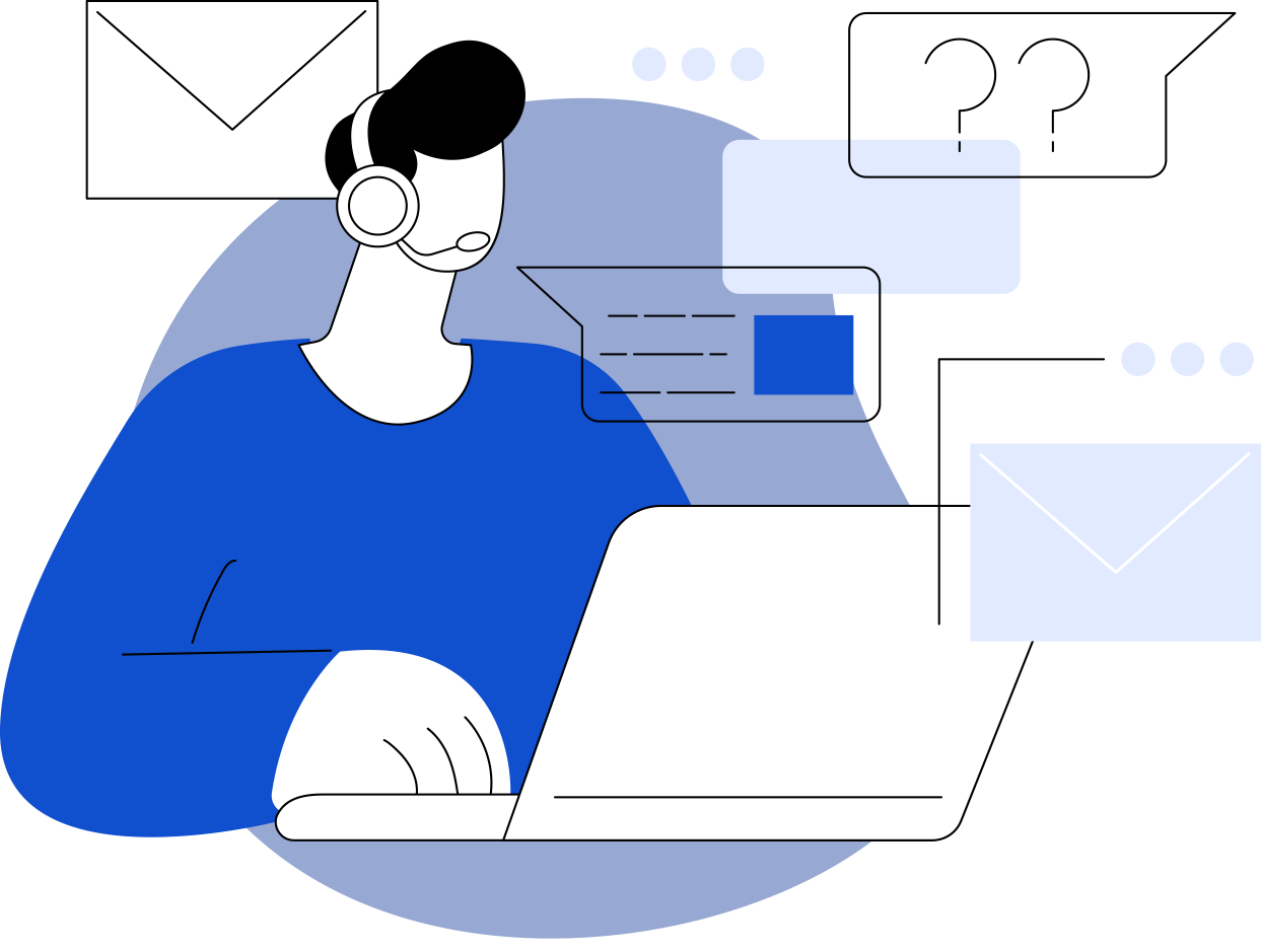 Customer support representative with headset ready to help with pet rental questions